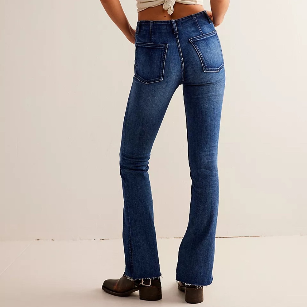 Free People Slit Slim Flare Jeans